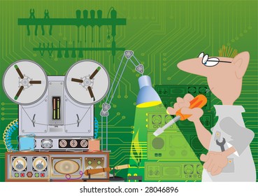 Electrician. Illustration on a theme profession