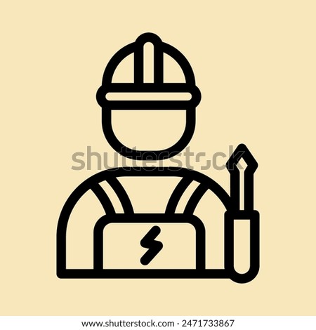 electrician line icon illustration vector graphic. Simple element illustration vector graphic, suitable for app, websites, and presentations isolated on white background