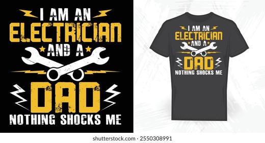 Electrician Lover Vintage Father's Day Electrician T-shirt Design