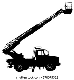 Electrician, making repairs at a power pole. Vector illustration.