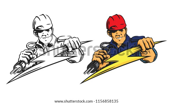 Electrician Manlogo Vector Stock Vector (Royalty Free) 1156858135 ...