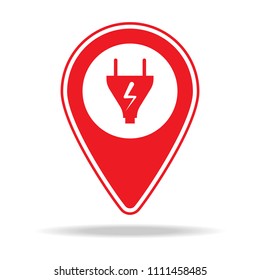 electrician map pin icon. Element of warning navigation pin icon for mobile concept and web apps. Detailed electrician map pin icon can be used for web and mobile on white background