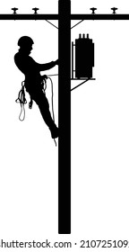 Electrician on a high voltage pole