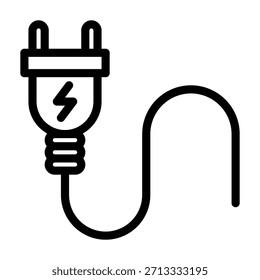 Electrician plug and wire icon line style transparent illustration