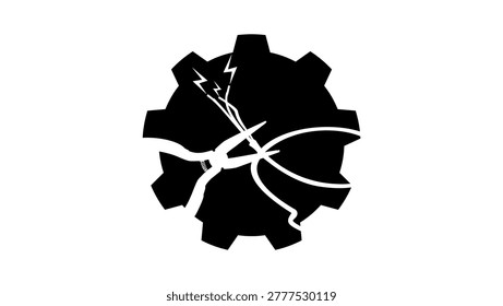 Electrician repair, black isolated vector silhouette