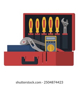 Electrician and repairman toolbox with work equipment, professional service concept, isolated - Powered by Shutterstock - Get 15% off with code: PIKWIZARD15