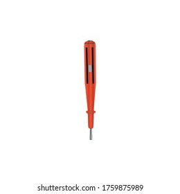 Electrician screwdriver with a red handle. Hand tool. Image isolated on a white background.