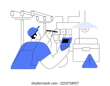 Electrician services abstract concept vector illustration. Energy-efficient lighting, electrical system maintenance and inspection, home automation, electric heater repair abstract metaphor.