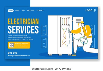 Electrician Services Infographic Flat Cartoon Hand Drawn Templates Background Illustration