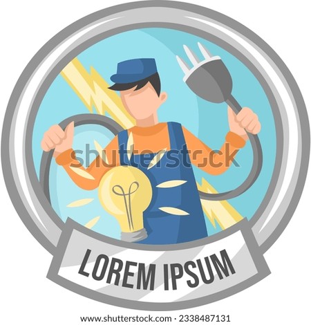 Electrician services logo. Logo for electrician works - vector image. Different prefessions concept 
