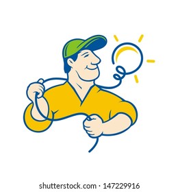 Electrician sign: man, professional, lamp, light, lighting. Vector Illustration.
Branding Identity Corporate vector logo design template Isolated on a white background