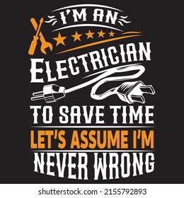 Electrician T Shirt  Design with custom vector
