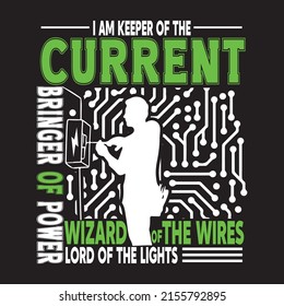 Electrician T Shirt  Design with custom vector