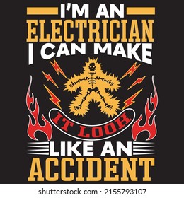 Electrician T Shirt  Design with custom vector