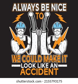 Electrician T Shirt  Design with custom vector