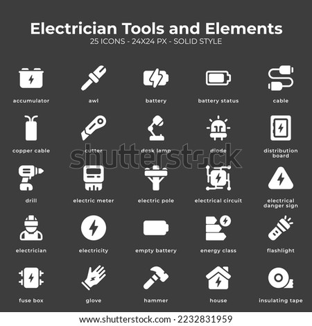 Electrician Tools and Elements Icon Pack