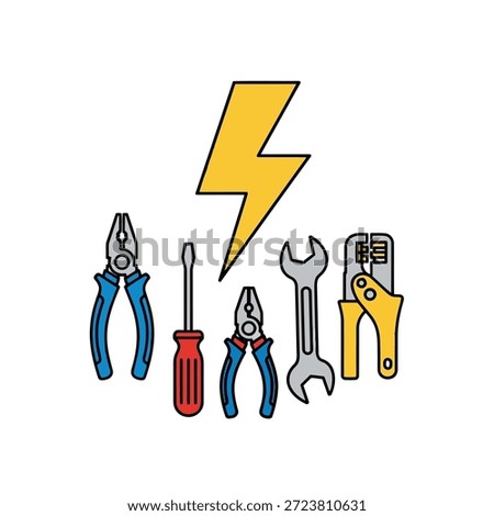 Electrician tools with lightning bolt