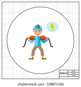 Electrician with Two Plugs Icon