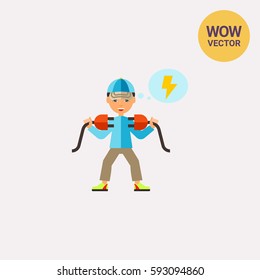 Electrician with Two Plugs Icon