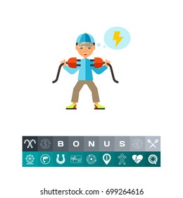 Electrician with Two Plugs Icon