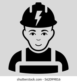 Electrician vector icon. Flat black symbol. Pictogram is isolated on a light gray background. Designed for web and software interfaces.