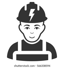 Electrician vector icon. Flat gray symbol. Pictogram is isolated on a white background. Designed for web and software interfaces.