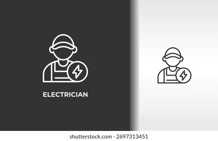 Ilustración De Símbolo Aislado De Vector, Icono O Logotipo De Electricista