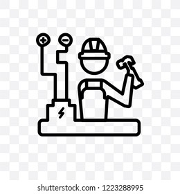 Electrician vector linear icon isolated on transparent background, Electrician transparency concept can be used for web and mobile