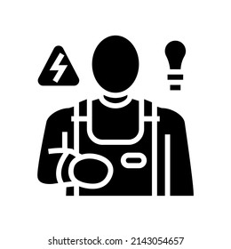 electrician worker glyph icon vector. electrician worker sign. isolated contour symbol black illustration