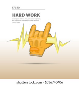 Electrician, worker holding a flash. Icon of work activity.