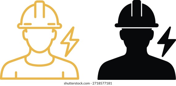 Elektrische Arbeiter Silhouette mit Blitz Bolzen Symbol