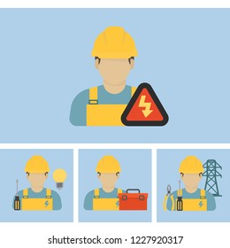 Electrician Worker Vector Illustration