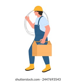 Electrician worker with working tools. Electrician repair service, industrial worker flat vector illustration - Powered by Shutterstock - Get 15% off with code: PIKWIZARD15