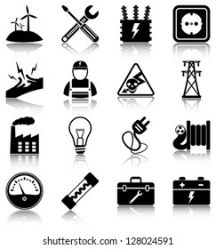 Electricity - 16 electricity related icons/ silhouettes.