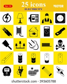 Electricity 25 icons set for web and mobile 