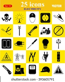 Electricity 25 icons set for web and mobile 
