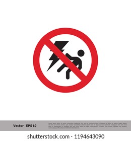 electricity accident forbidden sign vector logo template