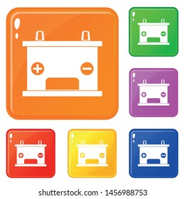 Electricity accumulator battery icons set collection vector 6 color isolated on white background
