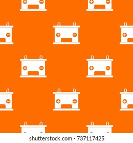 Electricity accumulator battery pattern repeat seamless in orange color for any design. Vector geometric illustration