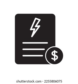 Electricity bill black glyph icon