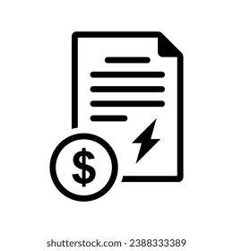 Electricity bill icon. Energy price. Vector icon isolated on white background.