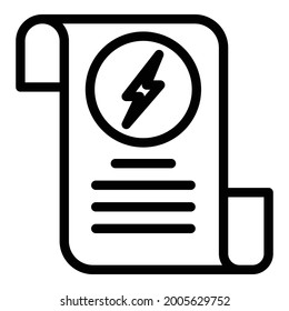 Stromrechnung-Symbol Umriss-Stromrechnung, Vektorsymbol für Webdesign einzeln auf weißem Hintergrund
