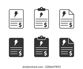 Electricity bill icon set. Vector illustration.