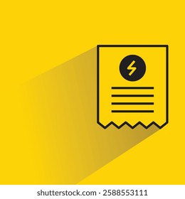 electricity bill icon with shadow on yellow background