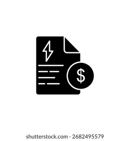 Icono de la factura de la electricidad, estilo plano simple, Ilustración vectorial, símbolo, logotipo de diseño pictograma de Plantilla, para UI o UX aislado en blanco para el App móvil, editable