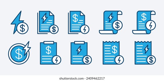 Electricity bill icons. Electric utility bills receipt icon symbol. Vector illustration