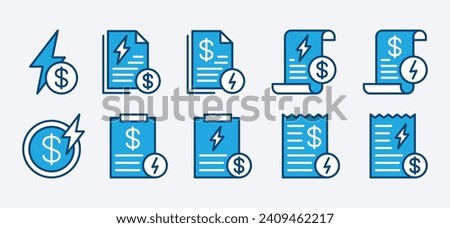 Electricity bill icons. Electric utility bills receipt icon symbol. Vector illustration