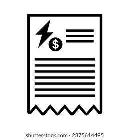 Electricity bill receipt icon. Vector.