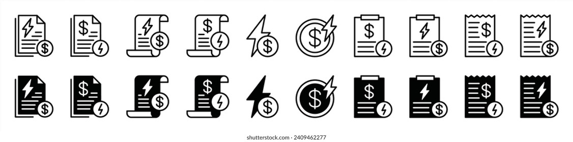Leuchtdichte Billardsymbole. Symbol für die Quellenangabe von Rechnungen für elektrische Geräte. Vektorgrafik