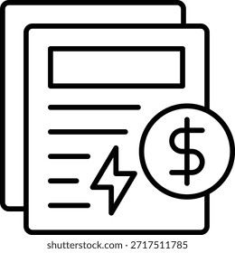 Ícone do vetor da conta de eletricidade. Pode ser usado para impressão, aplicativos móveis e da Web.